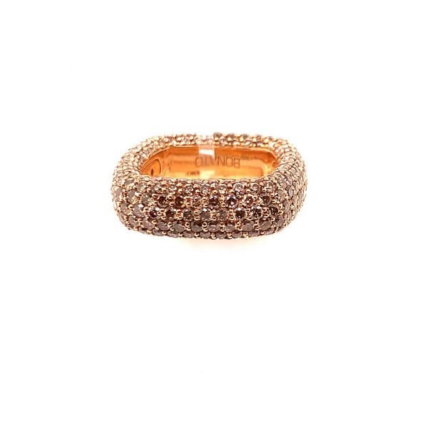 Anello quadrato con pavé di diamanti brown
