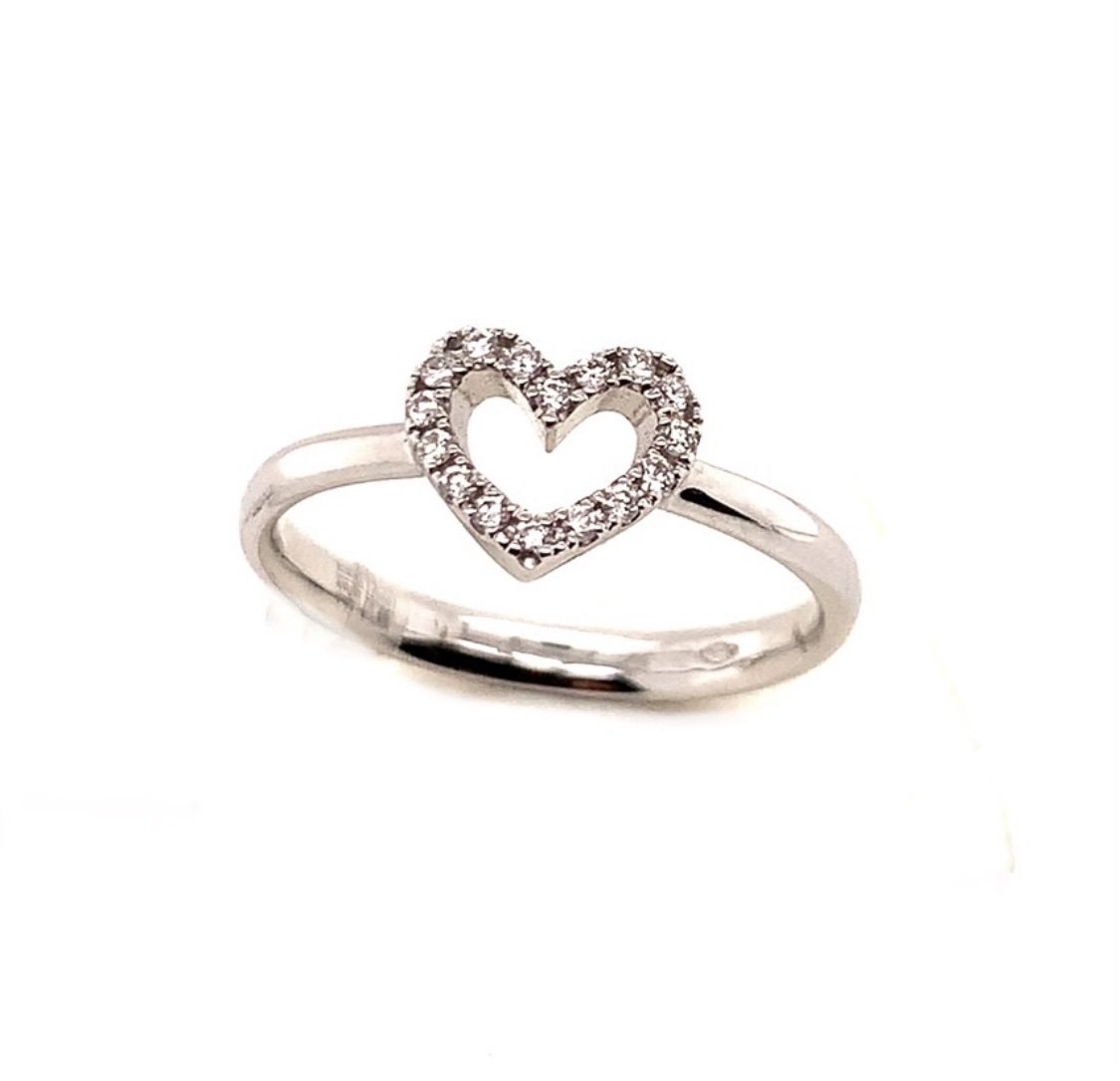 Anello cuore contorno diamanti