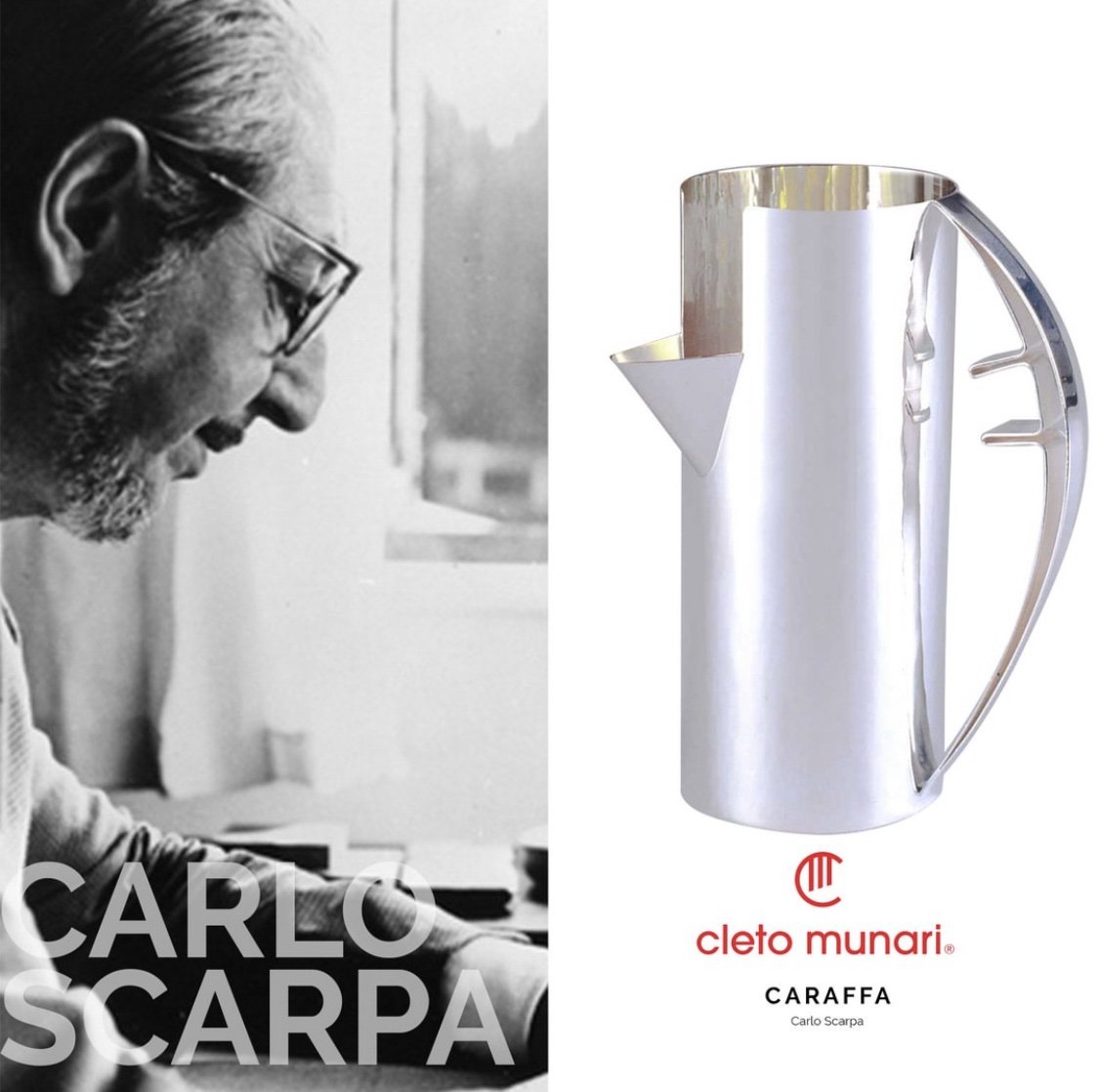 Caraffa argento Carlo Scarpa di Cleto Munari