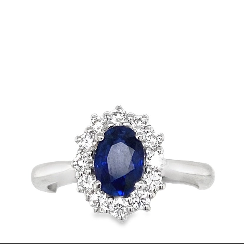 Anello kate in diamanti e zaffiro blu