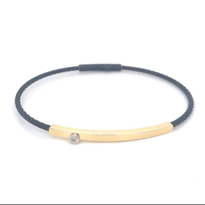 Bracciale Bersani un filo con barretta in oro con diamantino