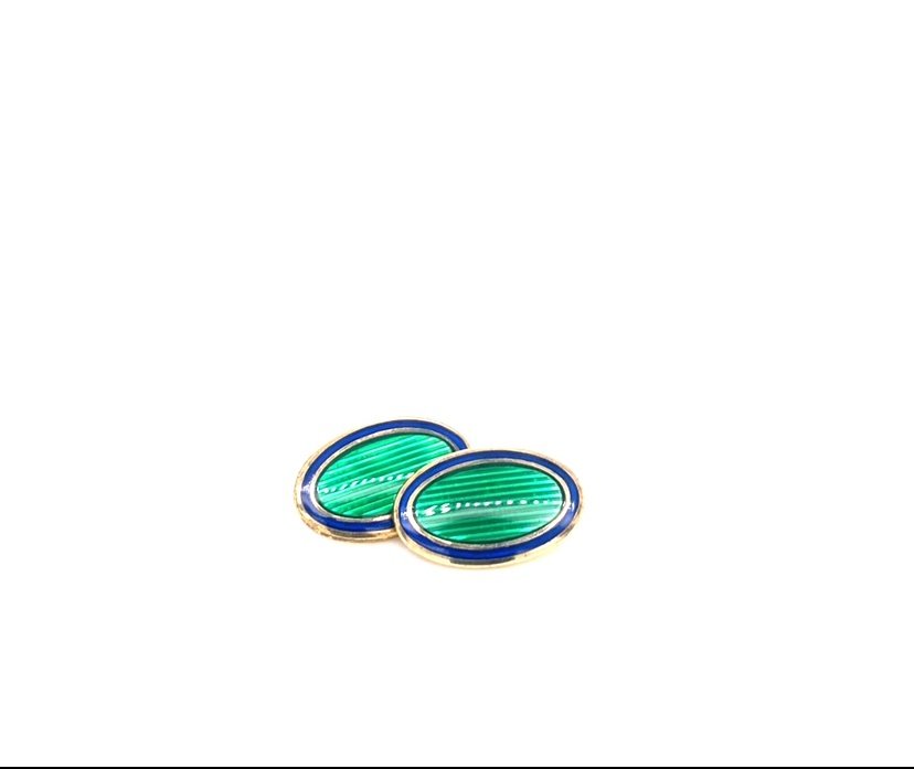 Gemelli in argento dorato smaltati ovali