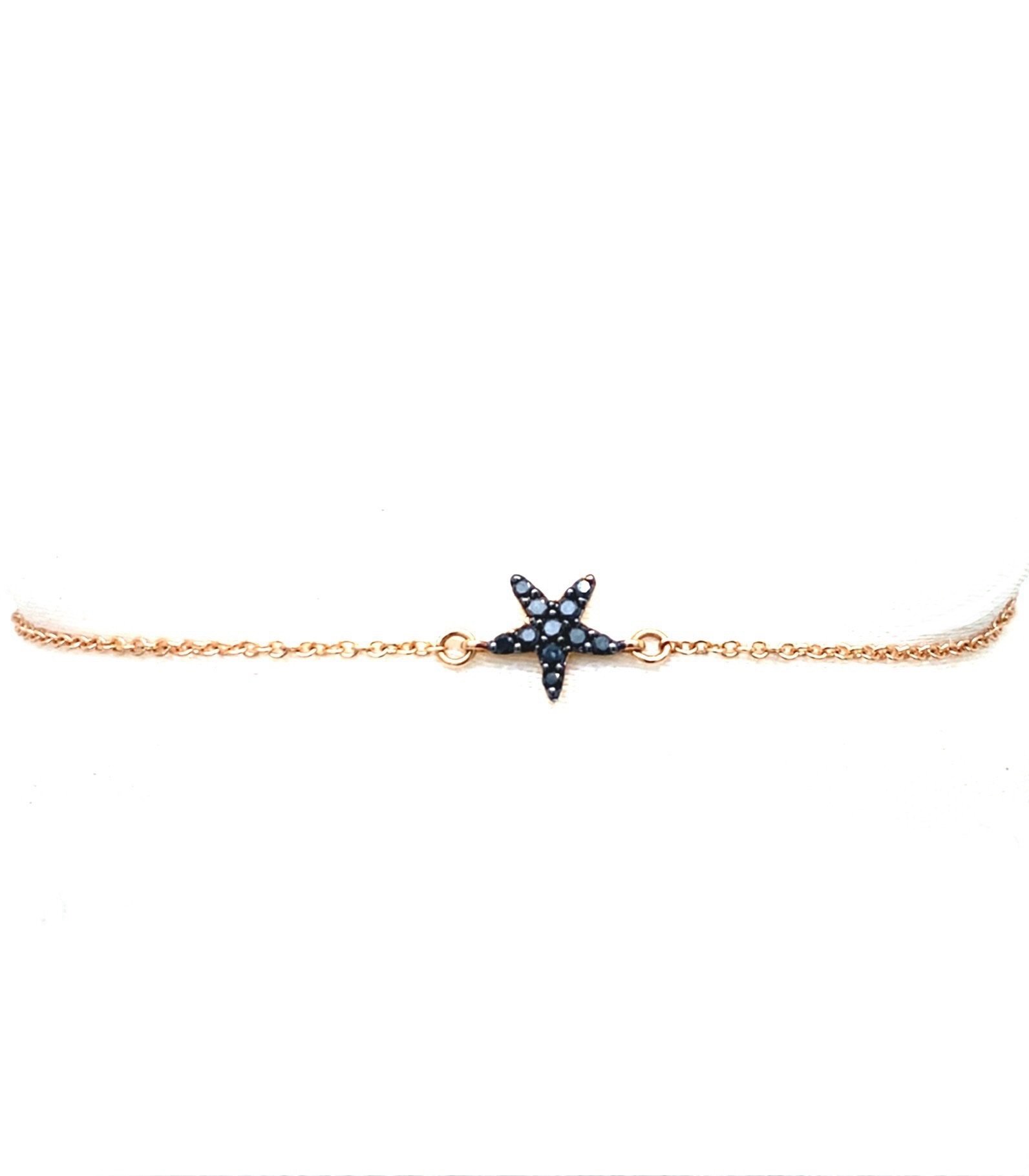 Bracciale in oro rosa con stella in diamanti neri