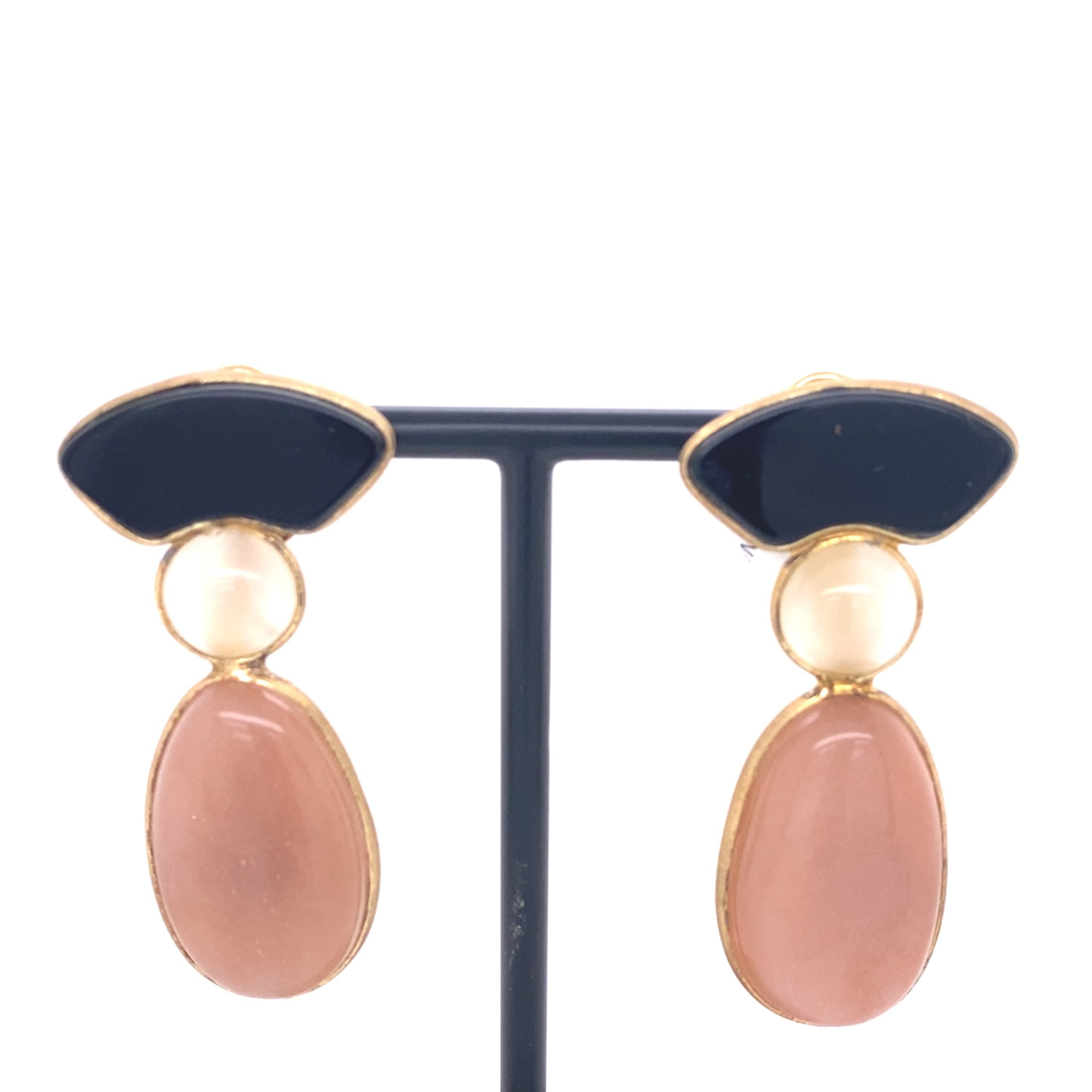 Orecchini onice, pietra di luna e morganite